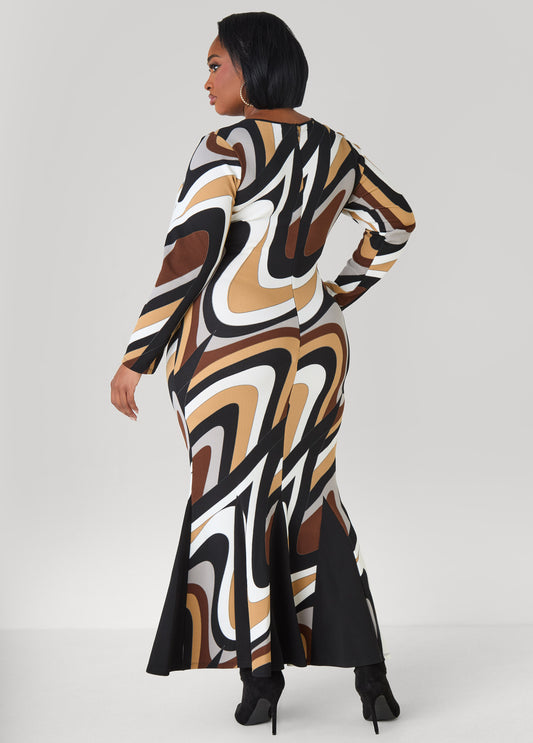 Abstract Mermaid Maxi Dress