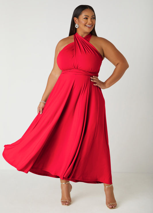 Plus Size Maxi Dress Red Infinity Dress Convertible Multi Way Dress