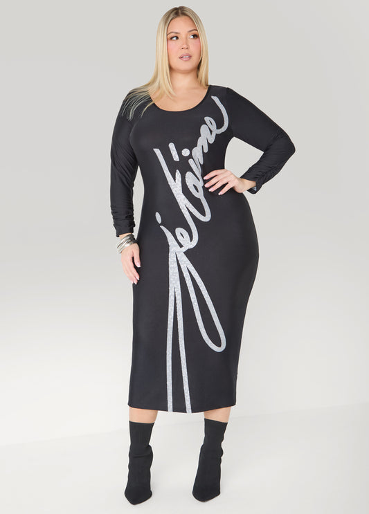 Plus Size Je Taime Glittered Maxi Dress