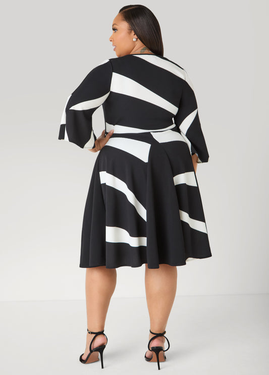 Printed Textured A Line Dress