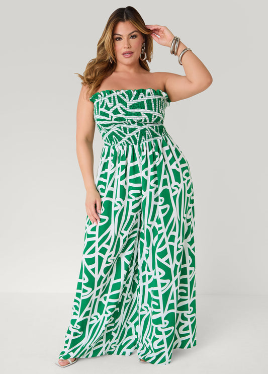 Strapless Abstract Print Jumpsuit