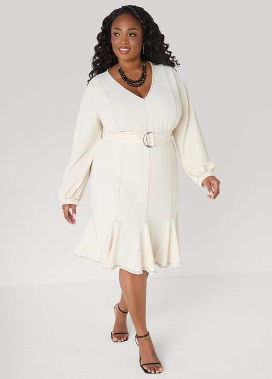 Seam Detailed Flounced Dress