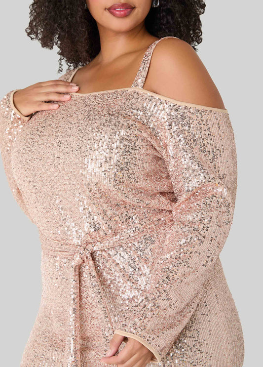 Cold Shoulder Sequined Dress