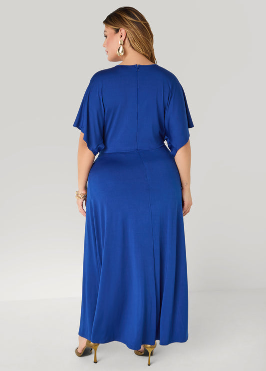 Embellished Gathered Maxi Dress