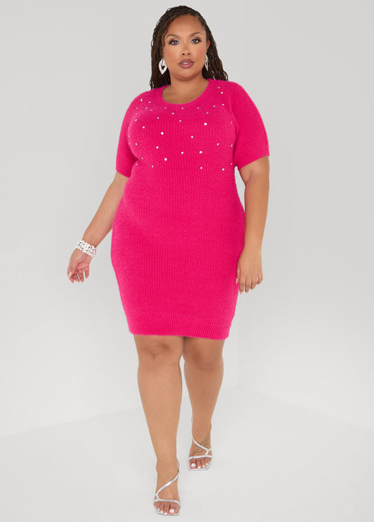 Embellished Sweater Dress
