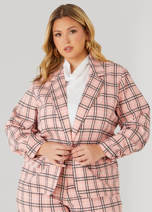Plus Size Plaid Blazer