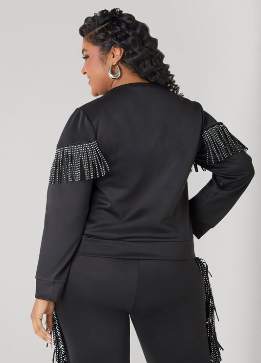 Studded Fringe Pullover