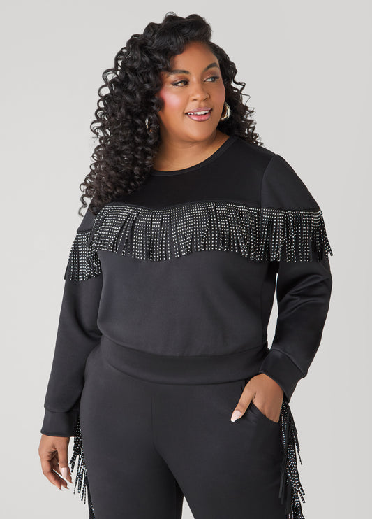 Studded Fringe Pullover