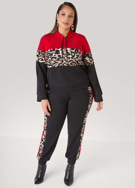 Animal Print Colorblock Joggers