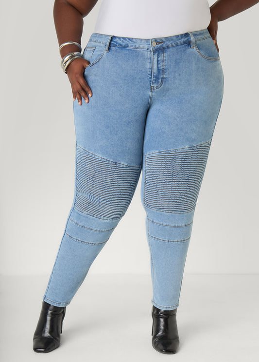 Ribbed Paneled Skinny Jeans