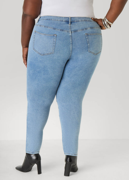 Ribbed Paneled Skinny Jeans