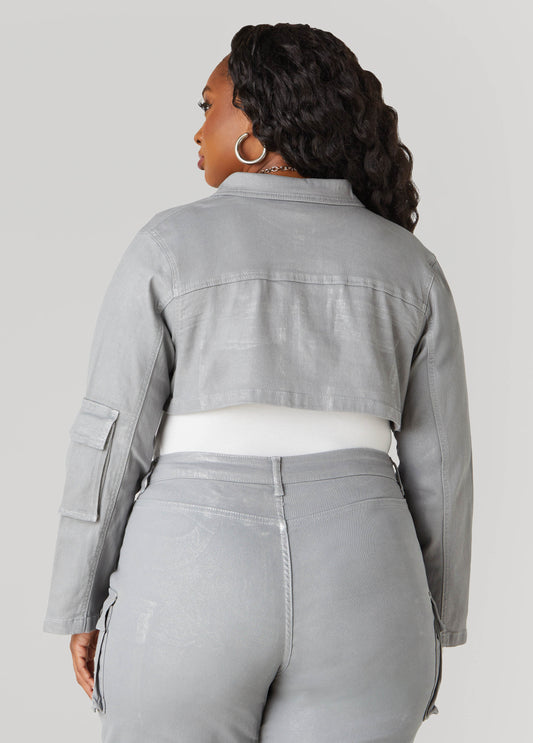 Coated Cropped Denim Jacket