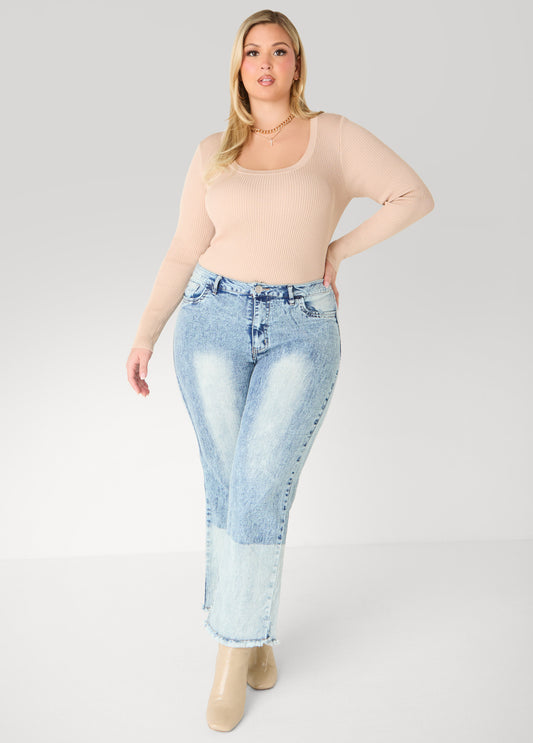 Acid Wash Bootcut Jeans