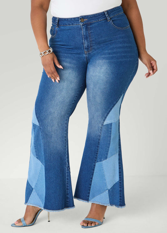 Patchwork Flared Jeans