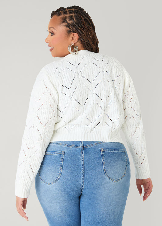 Pointelle Knit Chenille Cardigan