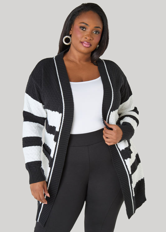 Striped Honeycomb Cardigan