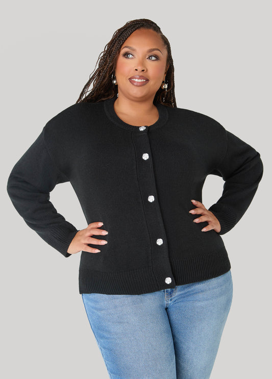 Rose Button Front Cardigan