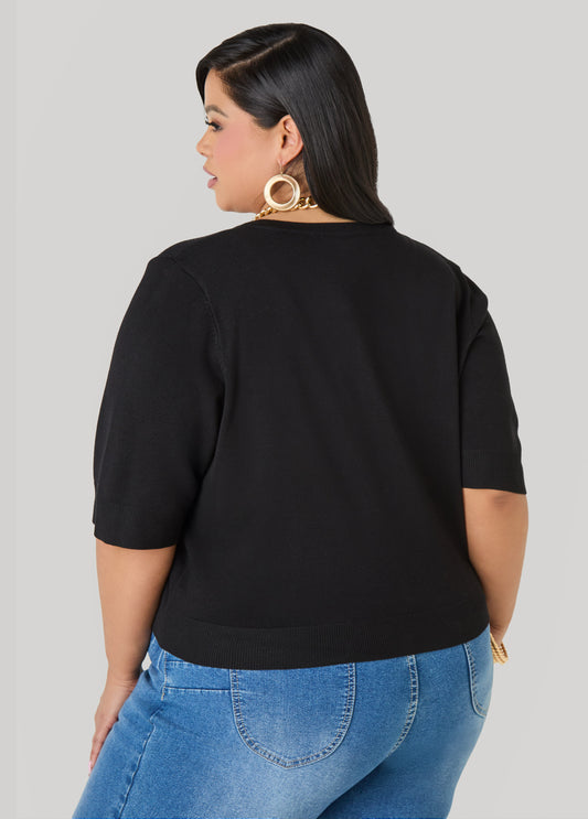 Cropped Knit Cardigan