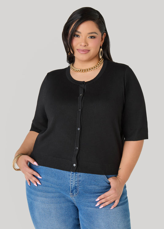 Cropped Knit Cardigan