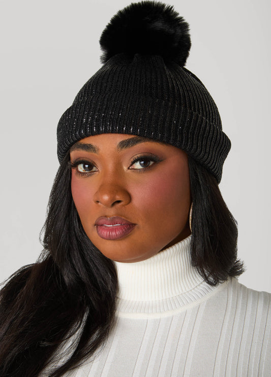 Coated Ribbed Knit Beanie